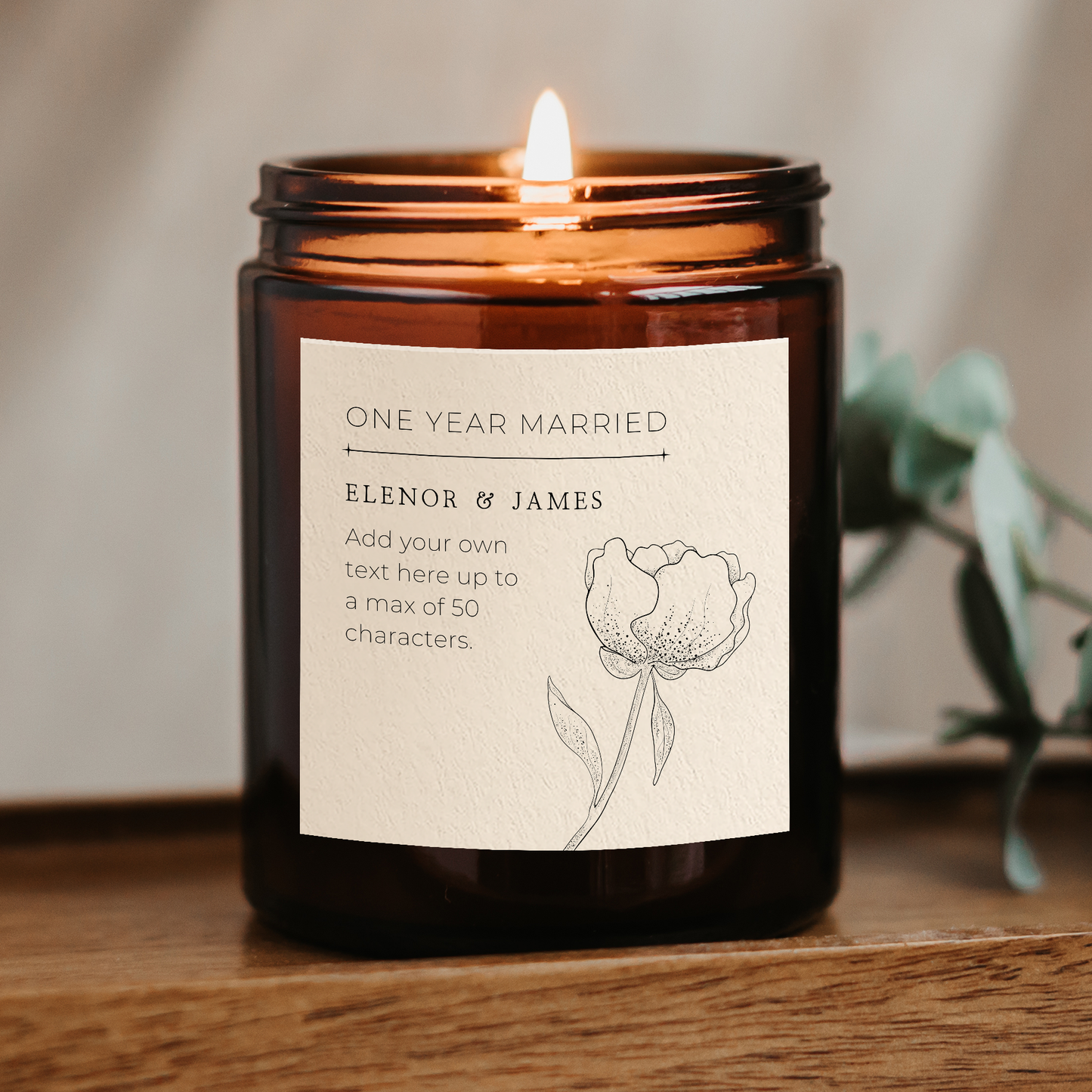 Personalised Anniversary 'One Year Married' Candle Gift